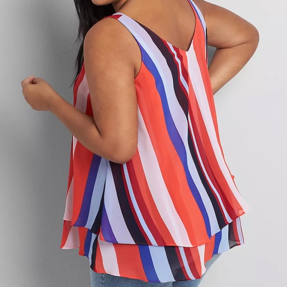 Double V-Neck Layered Max Swing Tank Plus 18 & 20 - Picture 2 of 3